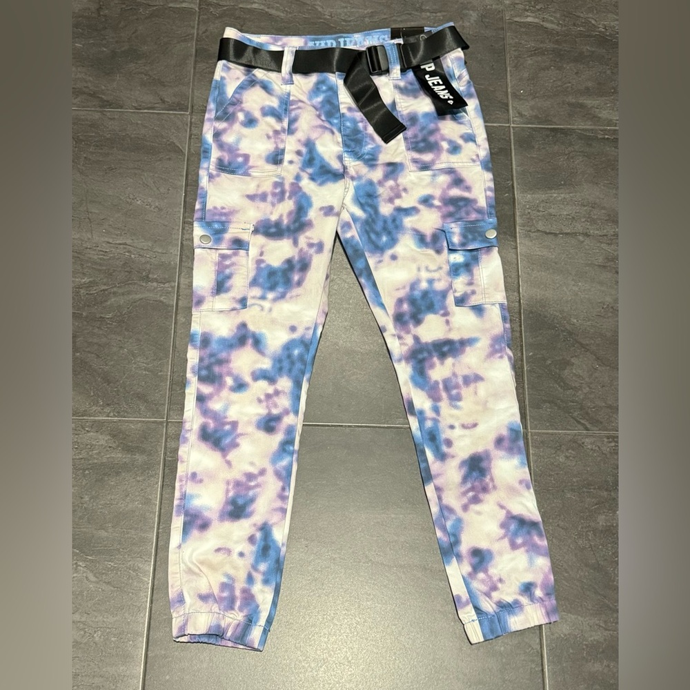 VIP Cargo Jogger Sculpting Stretch Jeans Rainbow Camo Size 9/29.